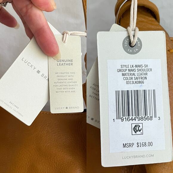 Lucky Brand Mak Shoulder leather bag, Safron color, Magnetic snap closure, NWT. - Picture 12 of 13
